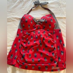 EUC Merona Tankini Swim Top Red Pinapples